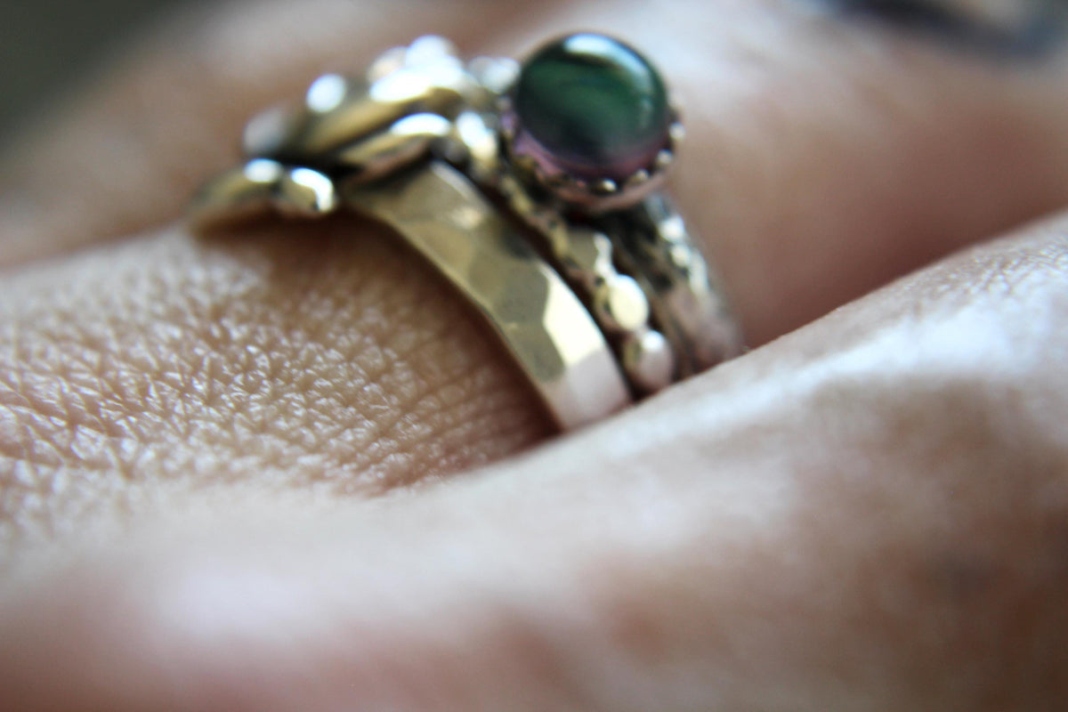 Lotus Ring Set, Lotus Flower Ring, Yoga Ring, Zen Ring Set, Yoga Jewelry,Rainbow Topaz Ring,Gift,Sterling Rings, Lotus Ring Stack,Topaz Ring