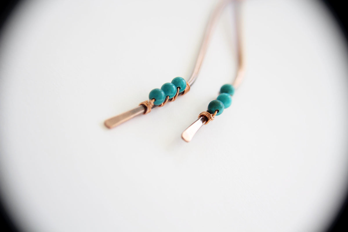 Turquoise Hair Stick Set, Copper Hair Sticks, Wave Hair Sticks, Hammered Hair Stick Pins, Hair Accessories, Turquoise Hair Pins, Gift