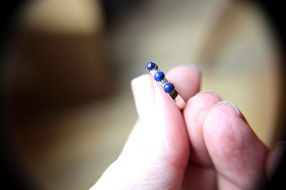 Multi Lapis Ring, Lapis Stacking Ring, Tiny Lapis Ring, Gemstone Ring, Lapis Lazuli Ring, Gemstone Stacking Ring, Lapis Lazuli Stone, Gift