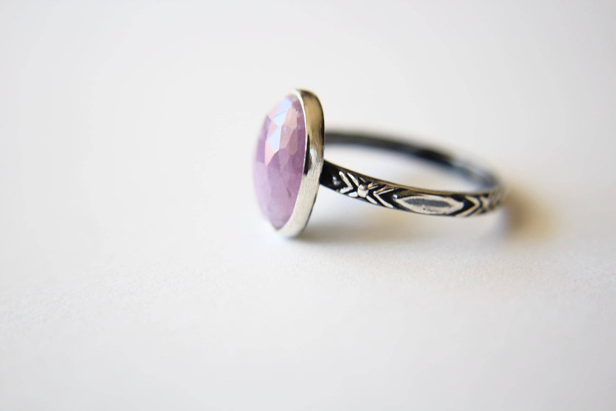Oval Pink Sapphire Stacking Ring, Natural Gemstone Ring, Rose Cut Sapphire Ring, Gemstone Stacking Ring, Oval Rose Cut Pink Sapphire, Gift