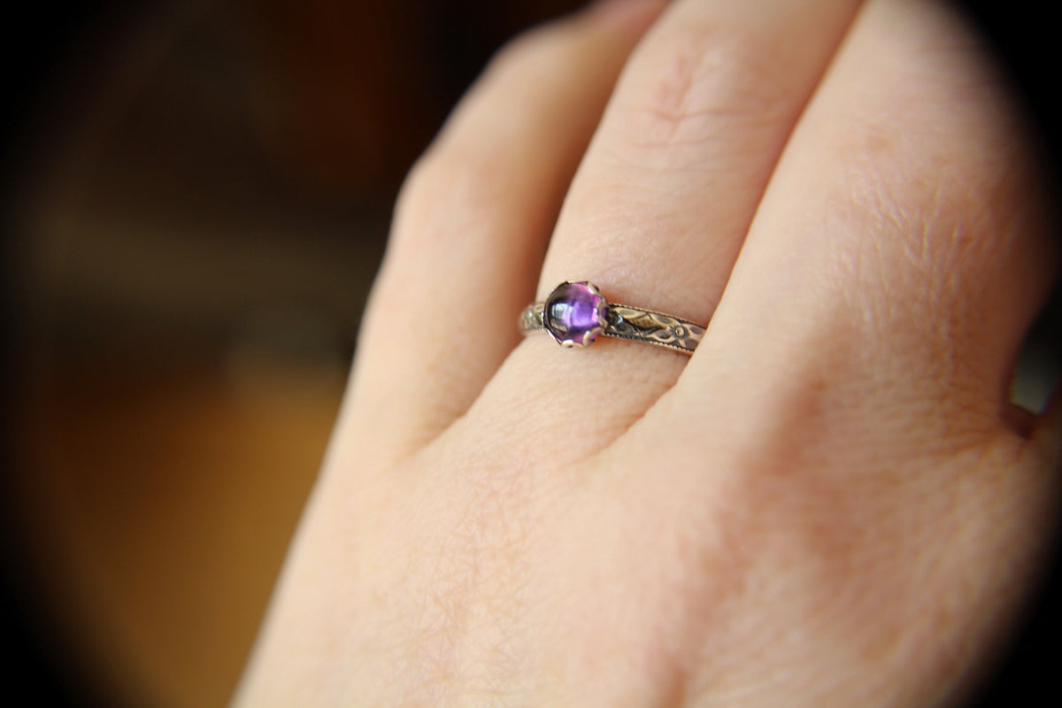Amethyst Stacking Ring, Amethyst Ring, Amethyst Floral Ring, Birthstone, Amethyst, Stacking Ring, Purple, Amethyst Jewlery, Gift