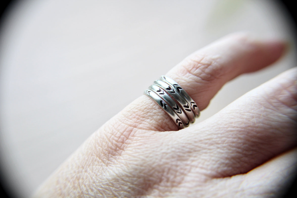 Stamped Arrow Ring, Double Arrow Ring, Sterling Half Round Ring, Knuckle Ring, Knuckle Rings, Stacking Rings, Above Knuckle Ring, Rings,