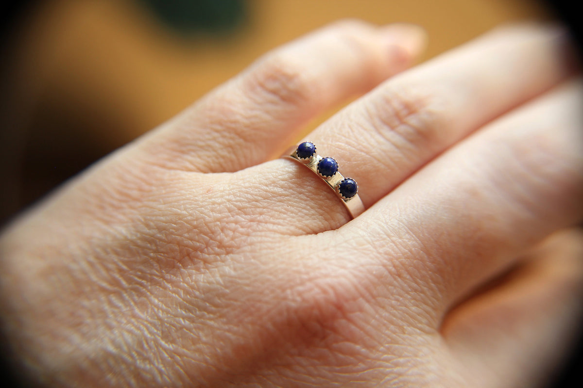 Multi Lapis Ring, Lapis Stacking Ring, Tiny Lapis Ring, Gemstone Ring, Lapis Lazuli Ring, Gemstone Stacking Ring, Lapis Lazuli Stone, Gift