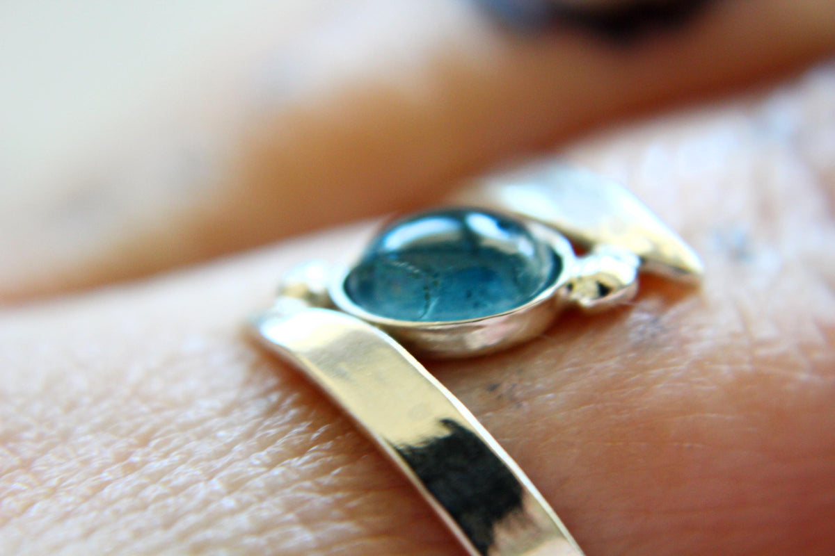 Sea Moss Aquamarine Ring, Bypass Ring, Statement Ring, Aquamarine Bypass Ring, Natural Aquamarine Ring, Aquamarine Jewelry, Aquamarine, Gift