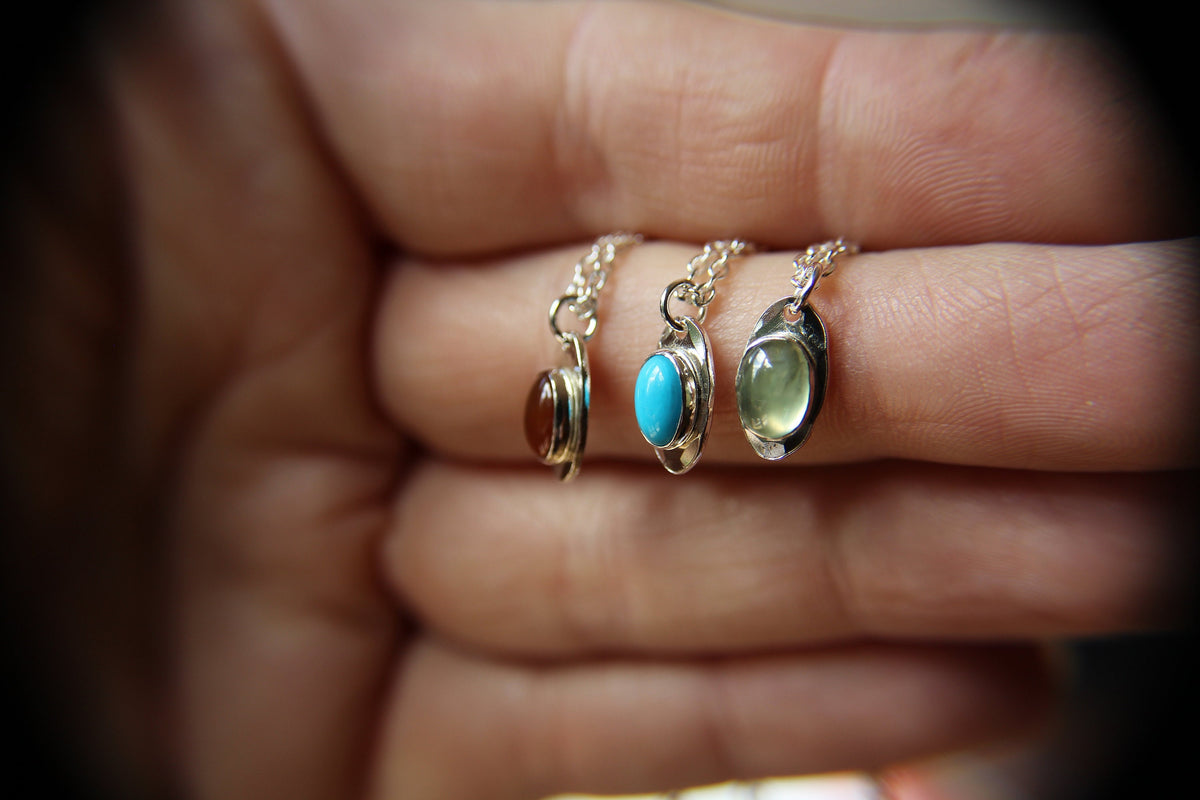 Oval Gemstone Necklace, Oval Carnelian Necklace, Oval Turquoise Necklace, Oval Prehnite Necklace, Oval Pennant Necklace, Oval Gemstone, Gift