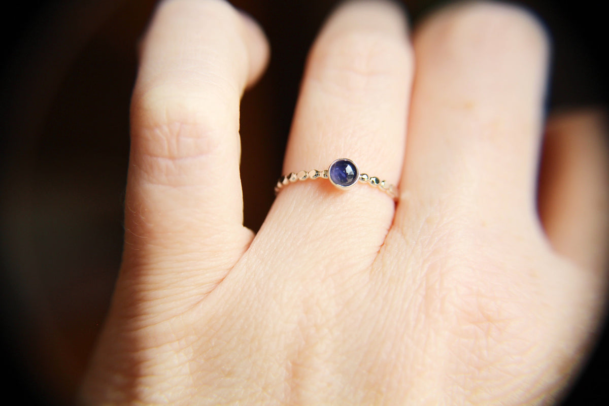 Beaded Iolite Stacking Ring, Iolite Ring, Natural Gemstone Ring, Violet, Iolite, Gemstone Stacking Ring, Genuine Gemstone, Iolite Stone,Gift