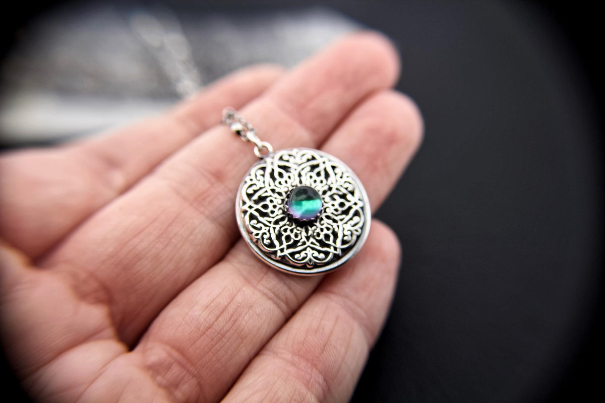 Sterling Silver Mandala Necklace, Mandala Pendant Necklace, Mandala Jewelry, Mystic Topaz Mandala Pendant Necklace, Mandala, Large Mandala