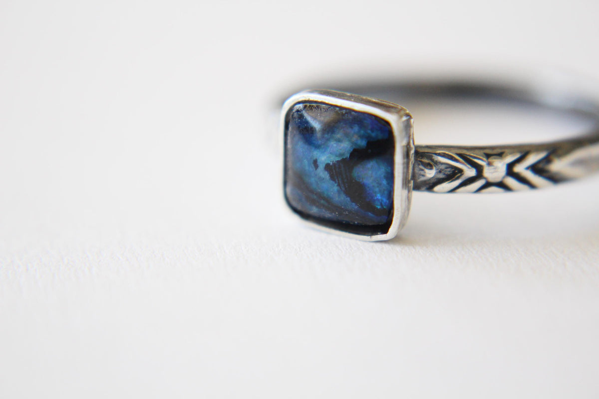 Square Abalone Shell Ring, Beach Style Ring, Beach Inspired Ring, Natural Shell Ring, Abalone Shell Jewelry, Abalone, Beach, Gift For Her