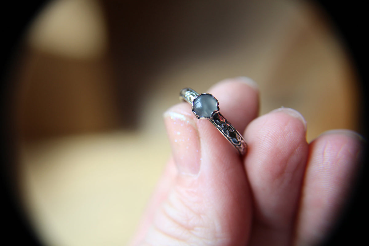 Gray Moonstone Stacking Ring, Gray Moonstone Ring, Gray Moonstone Floral Ring, Birthstone, Gray Moonstone, Stacking Ring, Gray, Gift