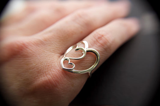 Multi Heart Ring, Silver Hearts Ring, Heart Ring, Multi Hearts Ring, Open Heart Ring, Heart Rings, Artsy Heart Ring, Sterling Heart, Gift