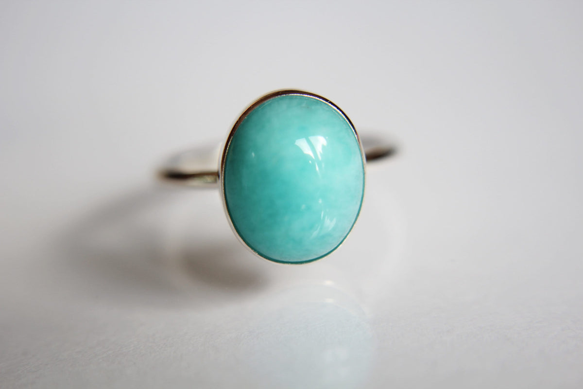 Large Amazonite Stacking Ring, Amazonite Ring, Natural Gemstone Ring, Amazonite, Amazonite Jewelry, Gemstone Stacking Ring, Real Gemstone