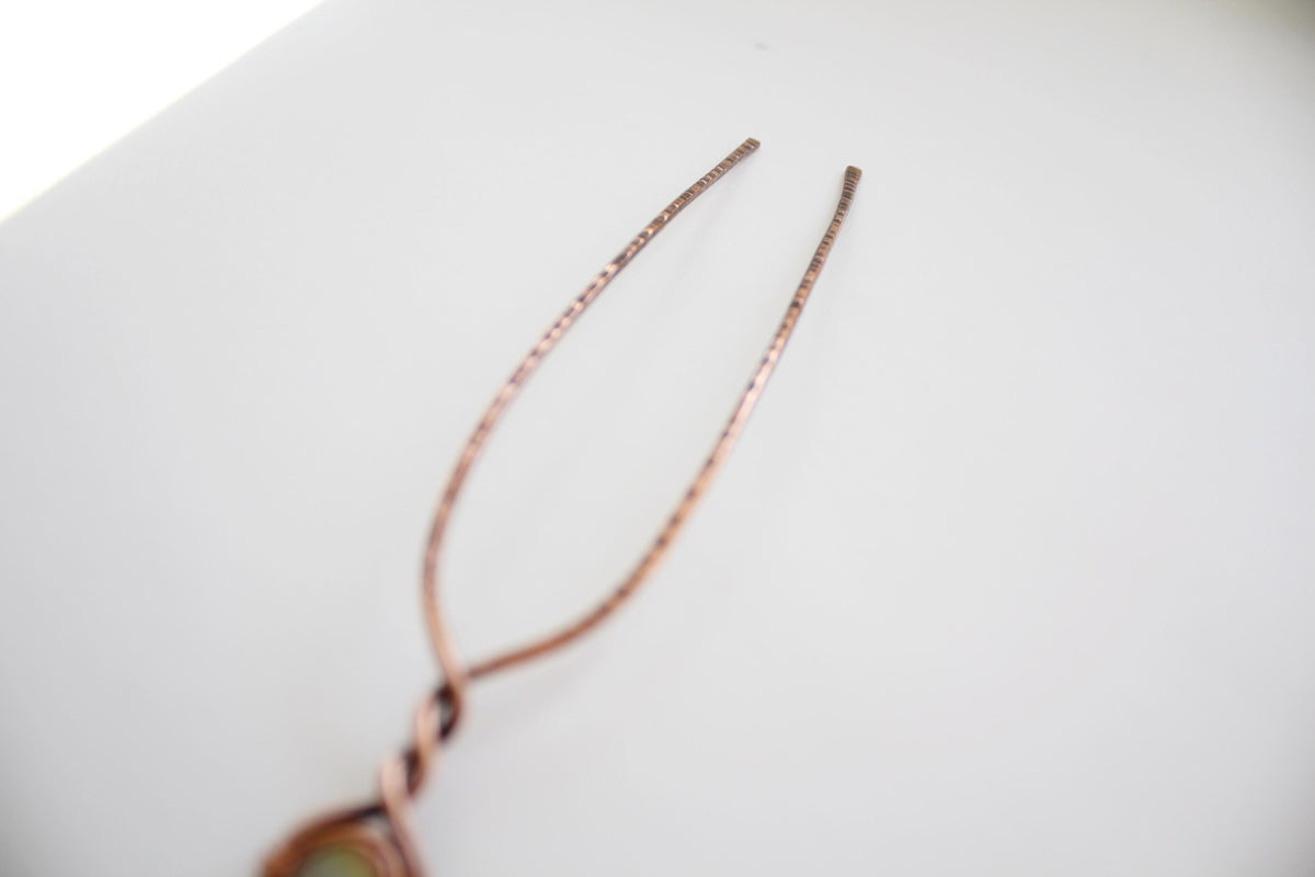 Mother of Pearl Hair Fork, Mother of Pearl Hair Jewelry, Copper Hair Fork, Gemstone Hair Fork, Copper hair Sticks, Simple Hair Fork, Gift