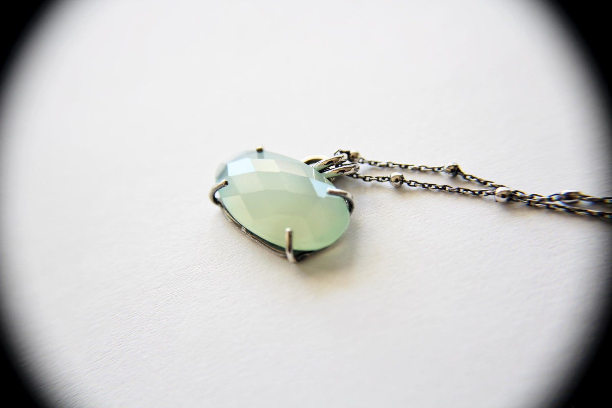 Oval Aqua Chalcedony Necklace, Chalcedony Necklace, Oval Chalcedony, Aqua Gemstone, Sea Blue Chalcedony, Chalcedony Pendant Necklace, Gift