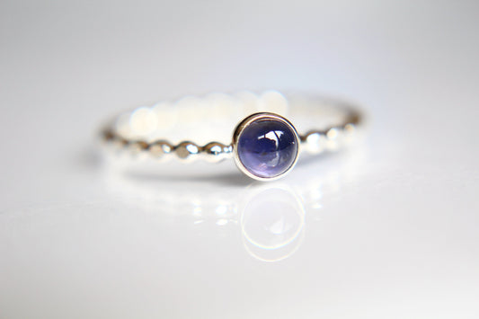 Beaded Iolite Stacking Ring, Iolite Ring, Natural Gemstone Ring, Violet, Iolite, Gemstone Stacking Ring, Genuine Gemstone, Iolite Stone,Gift