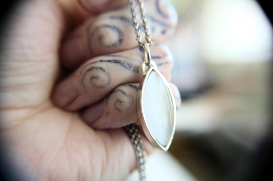 Marquise Selenite Necklace, Selenite Necklace, Marquise Necklace, White Stone Necklace, Cleansing Necklace, Marquise Gemstone,Spiritual Gift