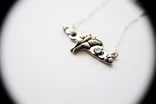 Sterling Luna Moth Charm Necklace, Small Moonstone Luna Moth Necklace, Silver Small Luna Moth Necklace, Luna Moth Necklace, Gift