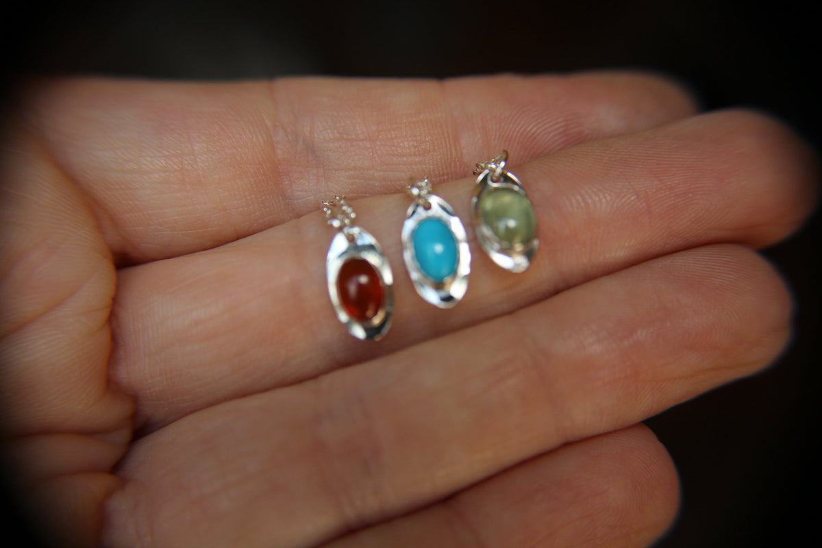 Oval Gemstone Necklace, Oval Carnelian Necklace, Oval Turquoise Necklace, Oval Prehnite Necklace, Oval Pennant Necklace, Oval Gemstone, Gift