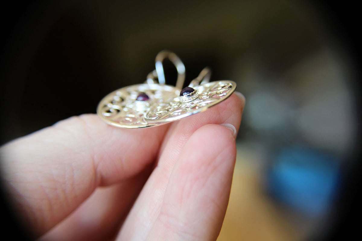 Sterling Silver Filigree Earring, Drop Earring, Amethyst Earrings, Boho Earrings, Simple Chic Earrings, Modern Style Filigree Earring