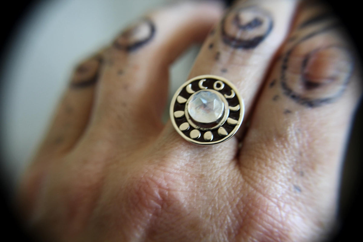 Thick Moon Phase Ring, Moonstone Moon Phase Jewelry, Moon Phase, Moon Ring, Sterling Silver Ring, Stacking Rings, Moonstone Ring, Gift