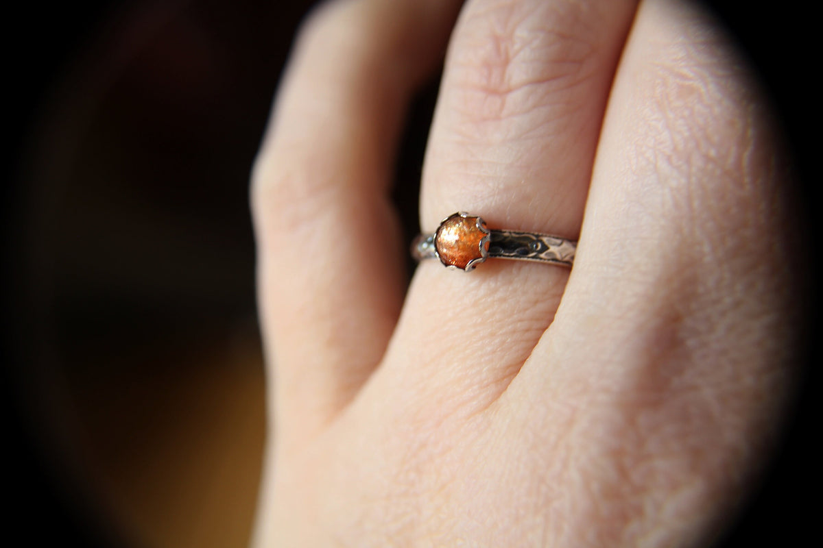Sunstone Stacking Ring, Sunstone Ring, Sunstone Floral Ring, Birthstone, Sunstone, Stacking Ring, Gold, Sunstone Floral Band, Gift