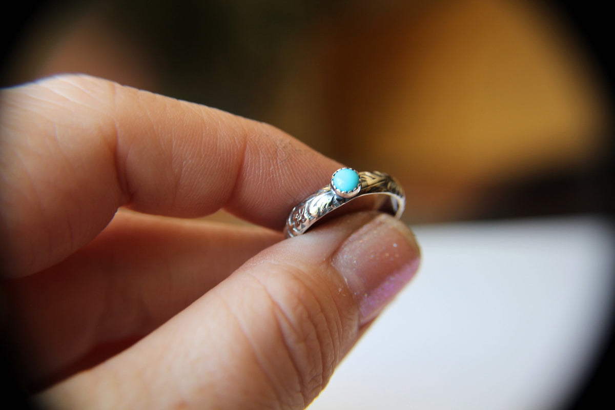 Floral Turquoise Ring, Floral Band, Turquoise Floral Ring, Antique Silver Ring, Boho Statement Band, Floral Jewelry, Thick Floral Ring, gift