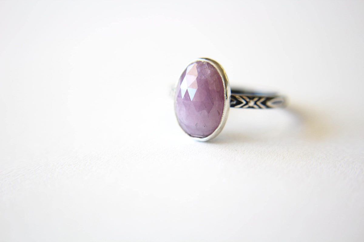 Oval Pink Sapphire Stacking Ring, Natural Gemstone Ring, Rose Cut Sapphire Ring, Gemstone Stacking Ring, Oval Rose Cut Pink Sapphire, Gift