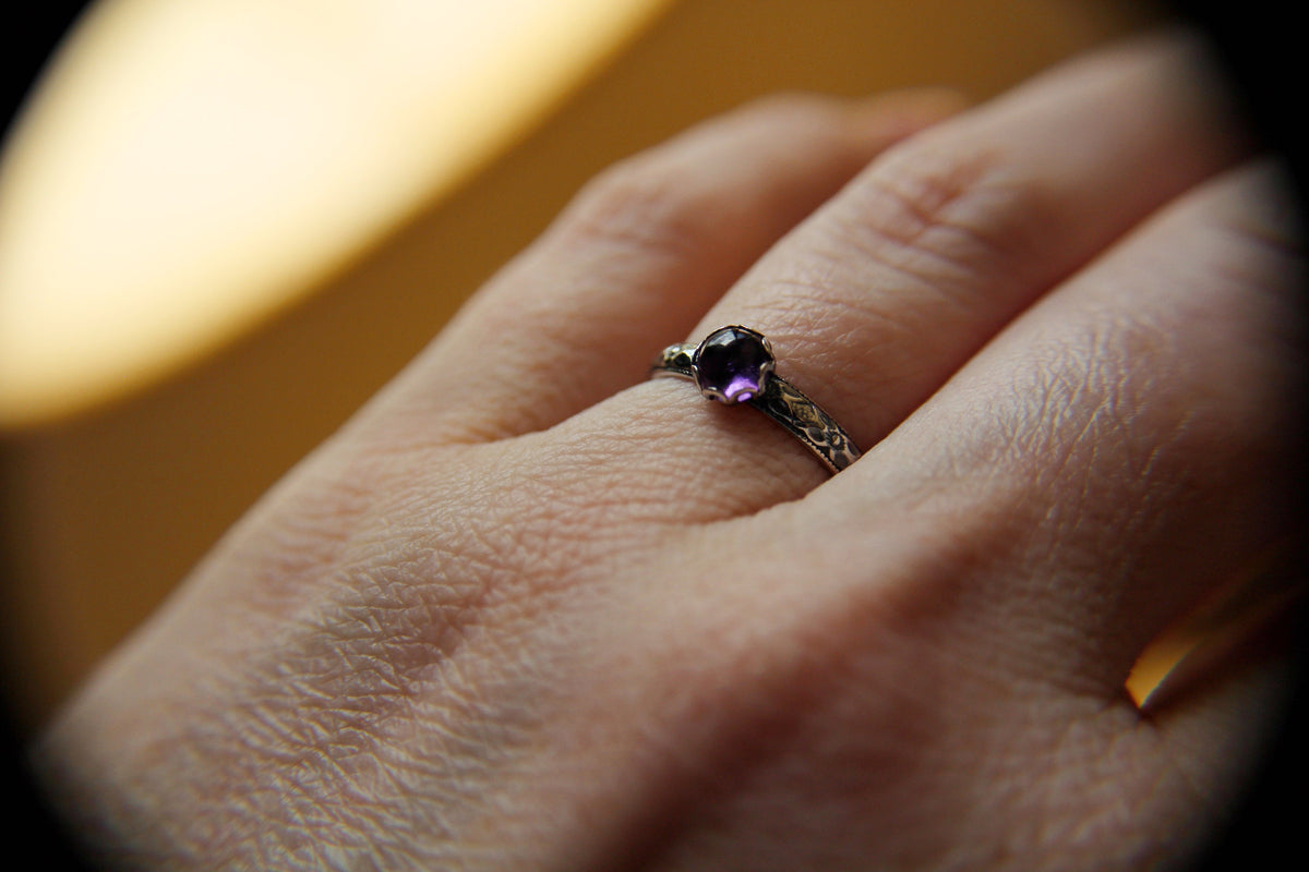Amethyst Stacking Ring, Amethyst Ring, Amethyst Floral Ring, Birthstone, Amethyst, Stacking Ring, Purple, Amethyst Jewlery, Gift