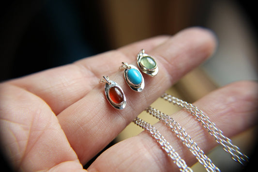 Oval Gemstone Necklace, Oval Carnelian Necklace, Oval Turquoise Necklace, Oval Prehnite Necklace, Oval Pennant Necklace, Oval Gemstone, Gift