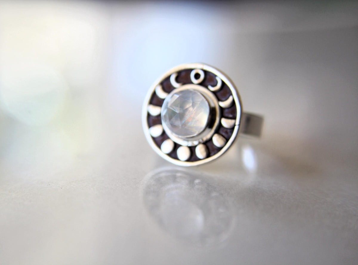 Thick Moon Phase Ring, Moonstone Moon Phase Jewelry, Moon Phase, Moon Ring, Sterling Silver Ring, Stacking Rings, Moonstone Ring, Gift