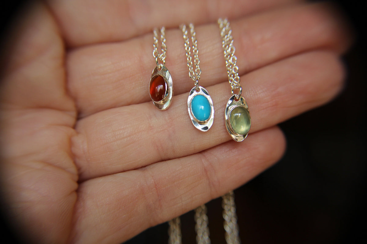 Oval Gemstone Necklace, Oval Carnelian Necklace, Oval Turquoise Necklace, Oval Prehnite Necklace, Oval Pennant Necklace, Oval Gemstone, Gift
