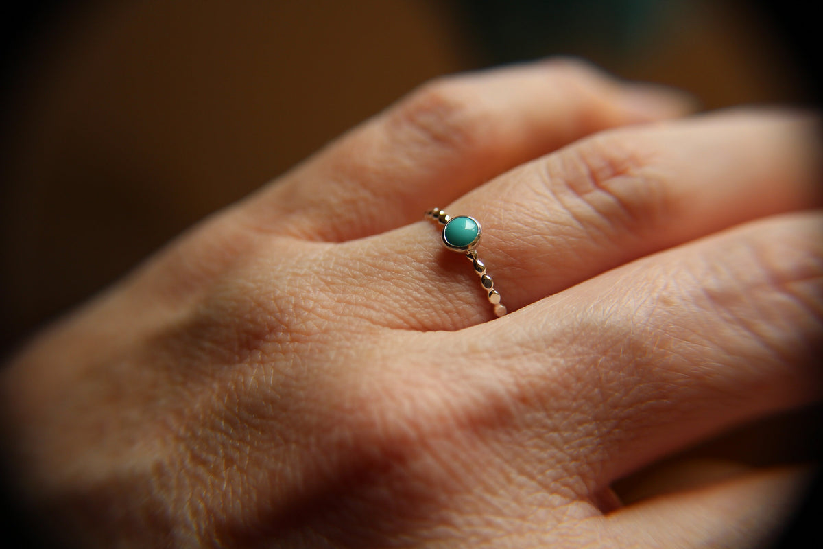 Turquoise Stacking Ring, Turquoise Ring, Beaded Turquoise Ring, Natural Gemstone Ring, Turquoise, Turquoise Jewelry, Gemstone Stacking Ring