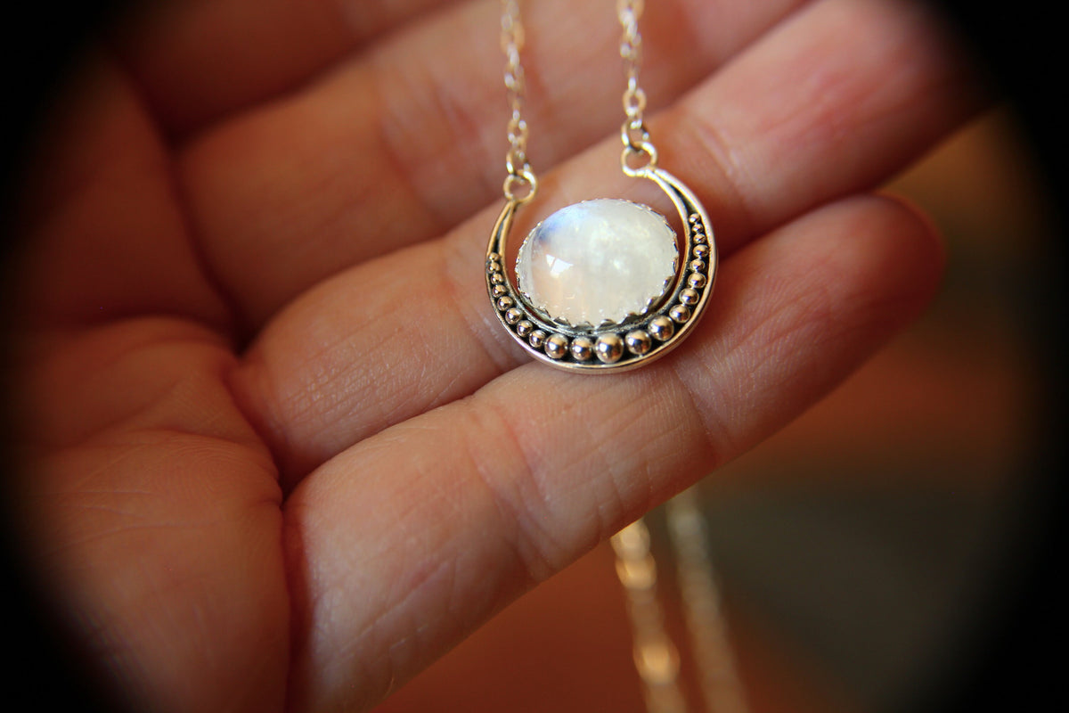 Crescent Moon Necklace, Moonstone Necklace, Silver Crescent Moon Necklace, Crescent Moon Jewelry, Moonstone Jewelry, Moon Child, Gift