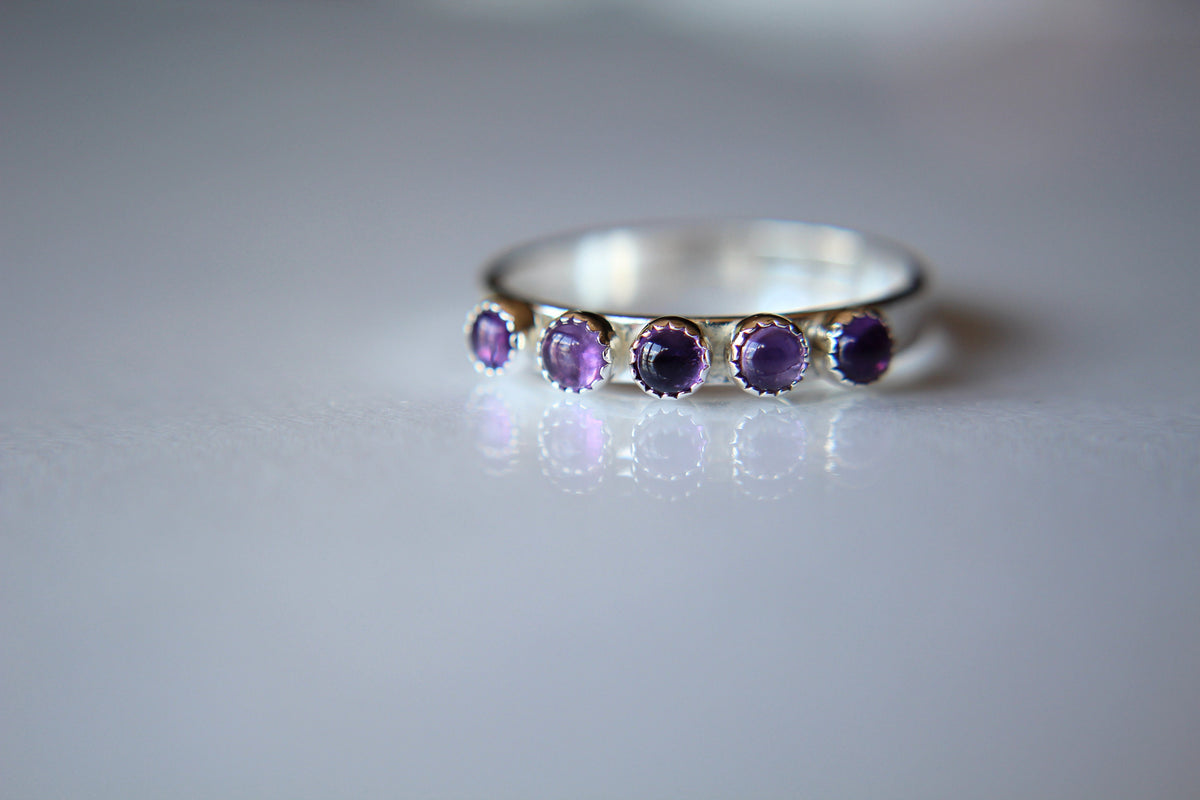 Multi Amethyst Stacking Ring, Amethyst Ring, Natural Gem Ring, February Birthstone, Amethyst, Gemstone Stacking Ring, Purple, Amethyst, Gift