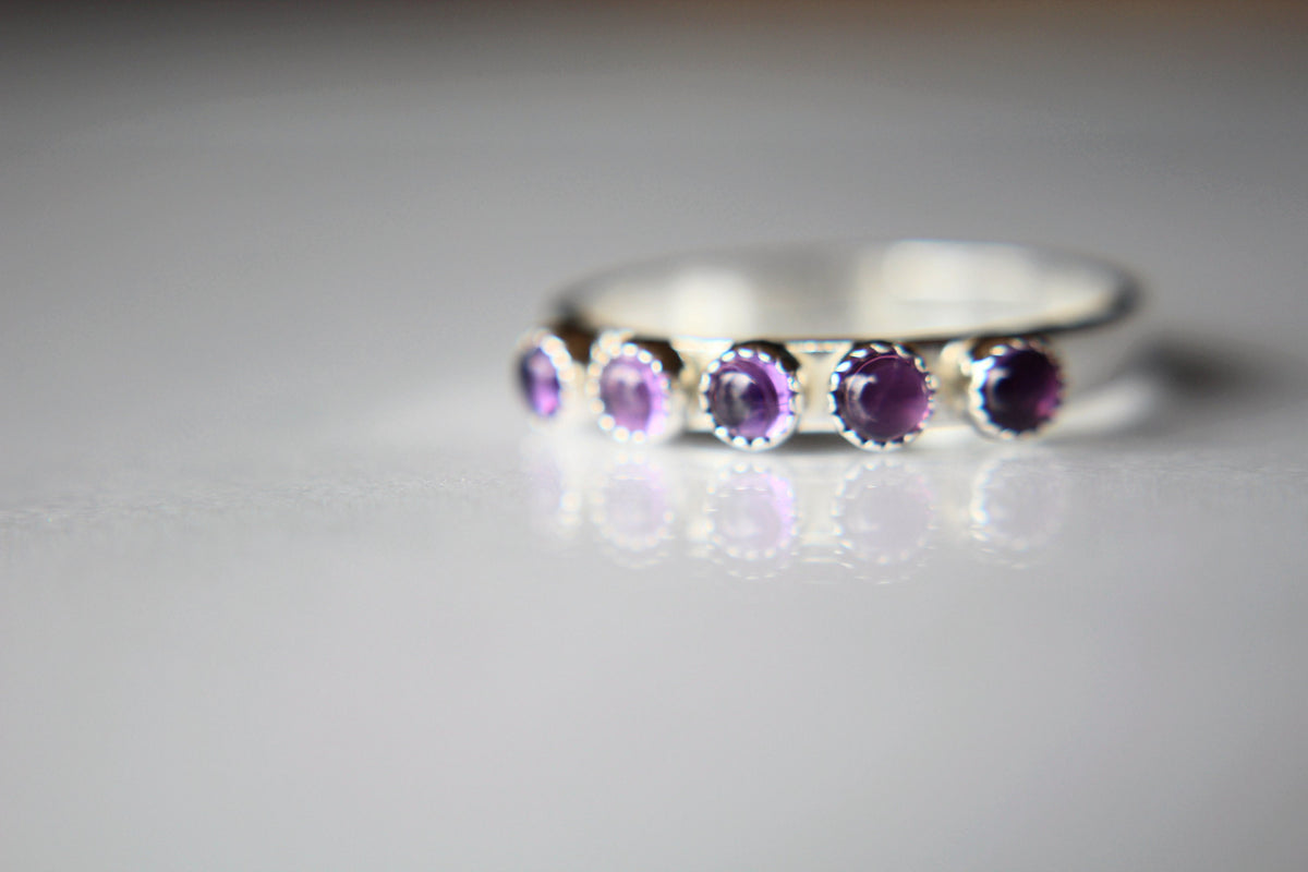 Multi Amethyst Stacking Ring, Amethyst Ring, Natural Gem Ring, February Birthstone, Amethyst, Gemstone Stacking Ring, Purple, Amethyst, Gift