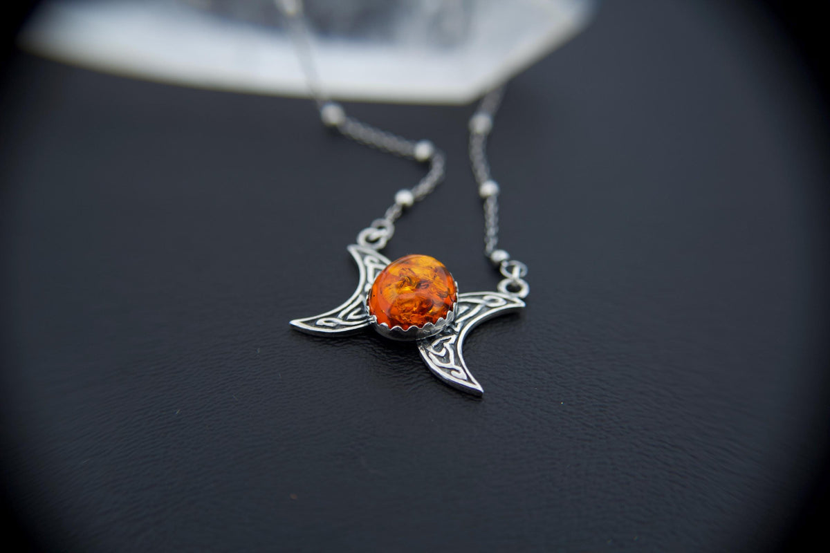 Triple Moon Goddess Necklace, Moon Phase Necklace, Goddess Jewelry, Moonstone Necklace, Wicca Jewelry, Lunar Phases, Crescent Moon Necklace