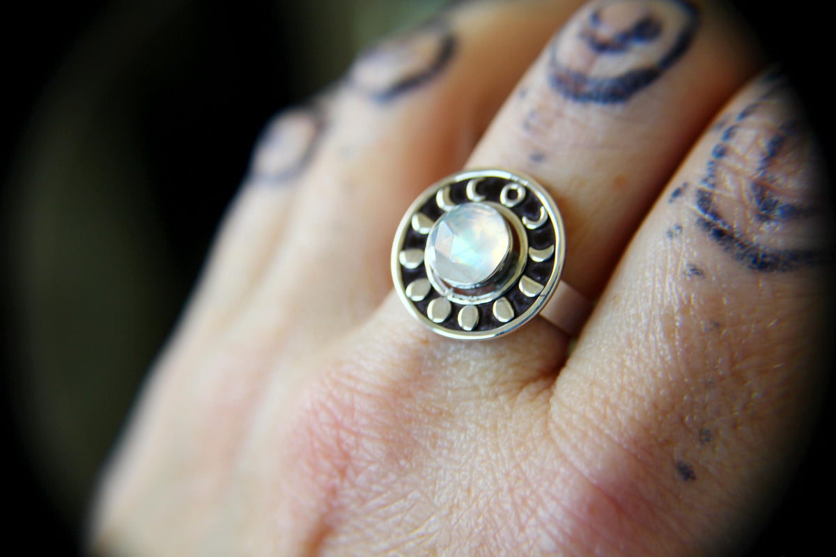 Thick Moon Phase Ring, Moonstone Moon Phase Jewelry, Moon Phase, Moon Ring, Sterling Silver Ring, Stacking Rings, Moonstone Ring, Gift