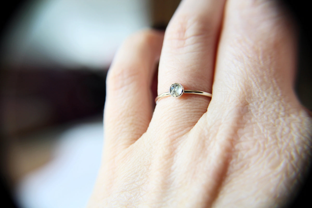 Rose Cut Topaz Stacking Ring, White Topaz Ring, Engagement Ring, December Birthstone, White Topaz, Stacking Ring, Rose Cut Topaz Ring, Gift