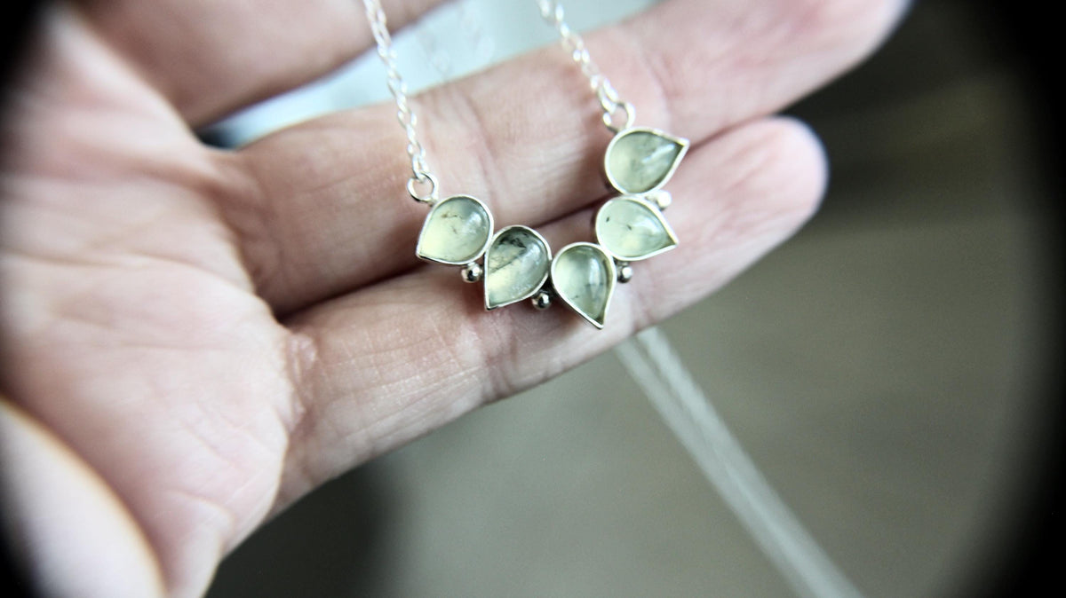 Prehnite Teardrop Necklace, Prehnite Necklace, Prehnite Drop Necklace, Boho Necklace, Prehnite Jewelry, Nature Inspired Jewelry, Jewelry