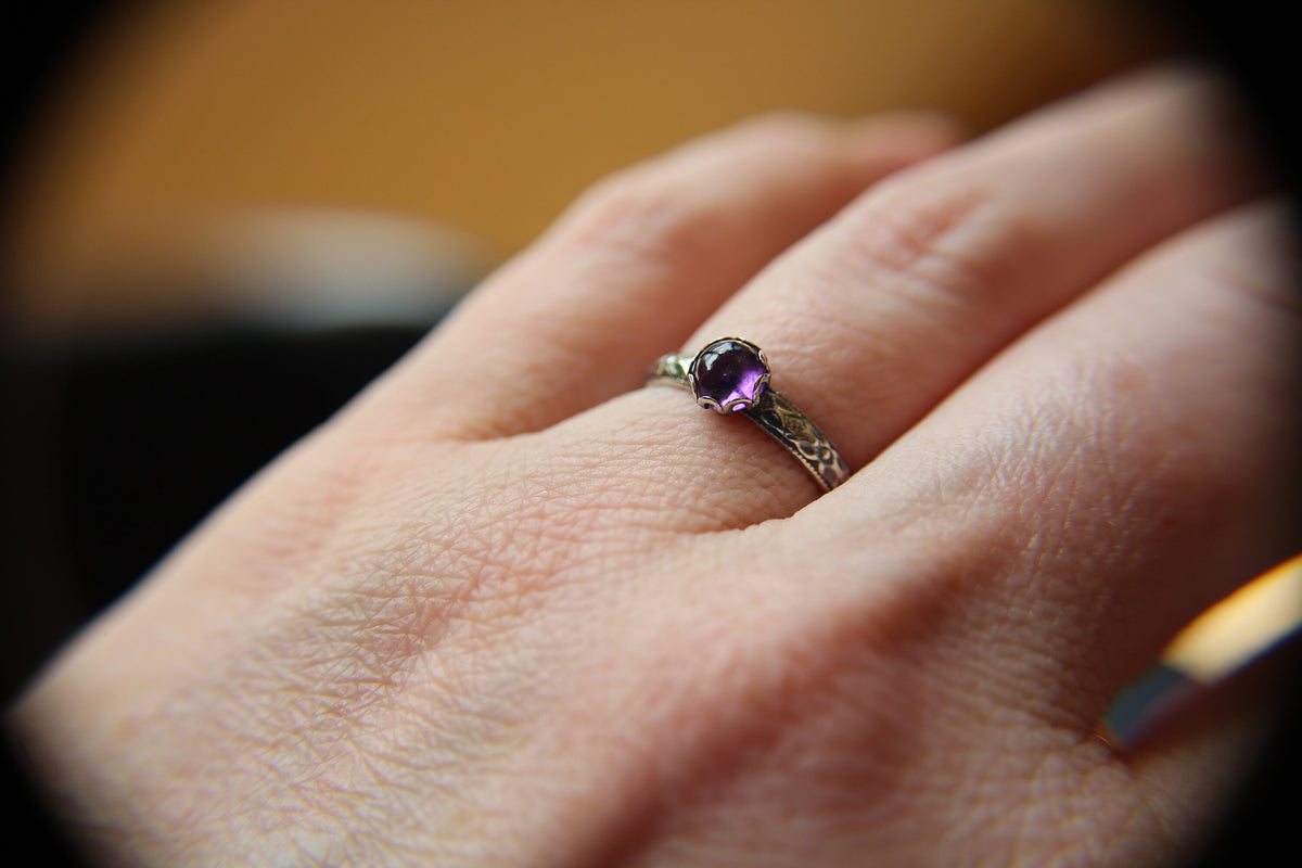 Amethyst Stacking Ring, Amethyst Ring, Amethyst Floral Ring, Birthstone, Amethyst, Stacking Ring, Purple, Amethyst Jewlery, Gift