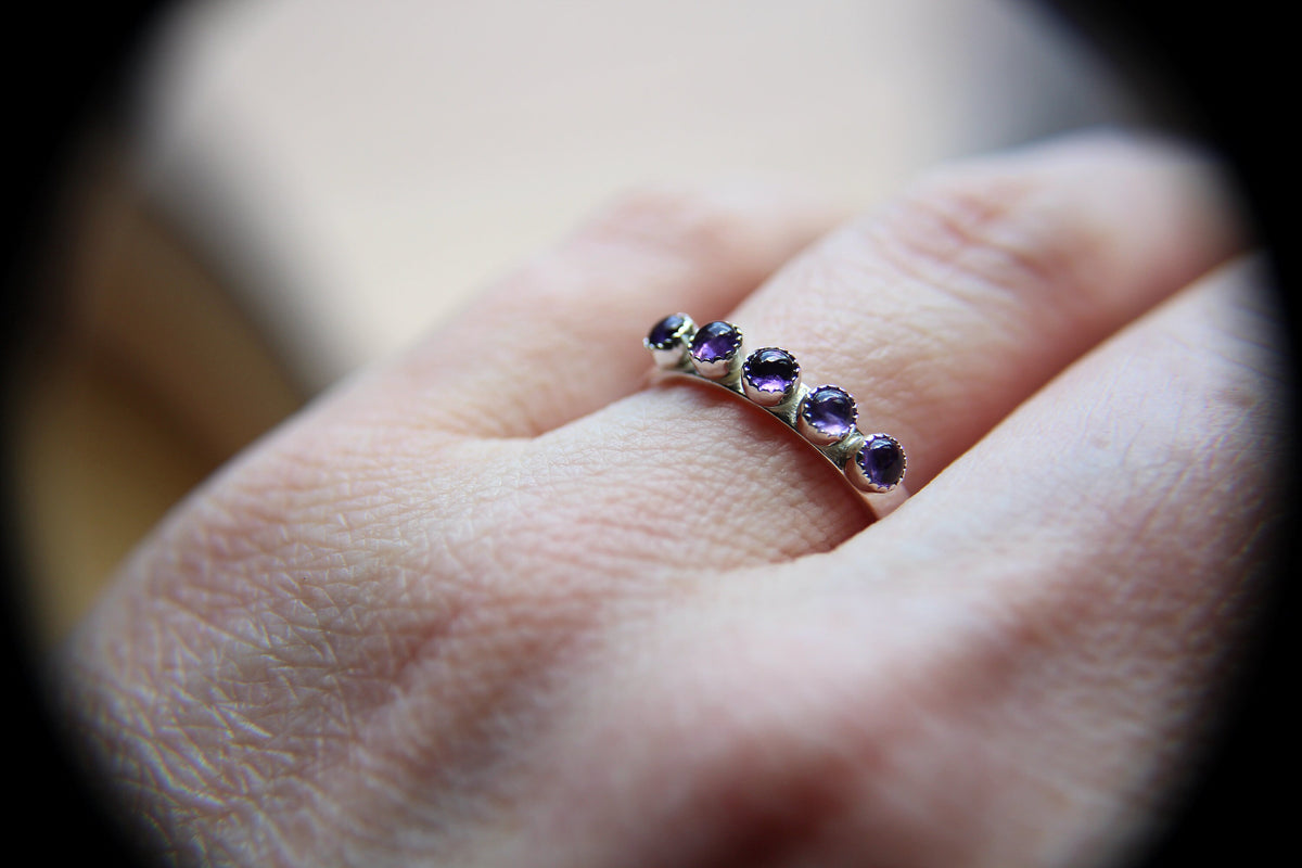 Multi Amethyst Stacking Ring, Amethyst Ring, Natural Gem Ring, February Birthstone, Amethyst, Gemstone Stacking Ring, Purple, Amethyst, Gift