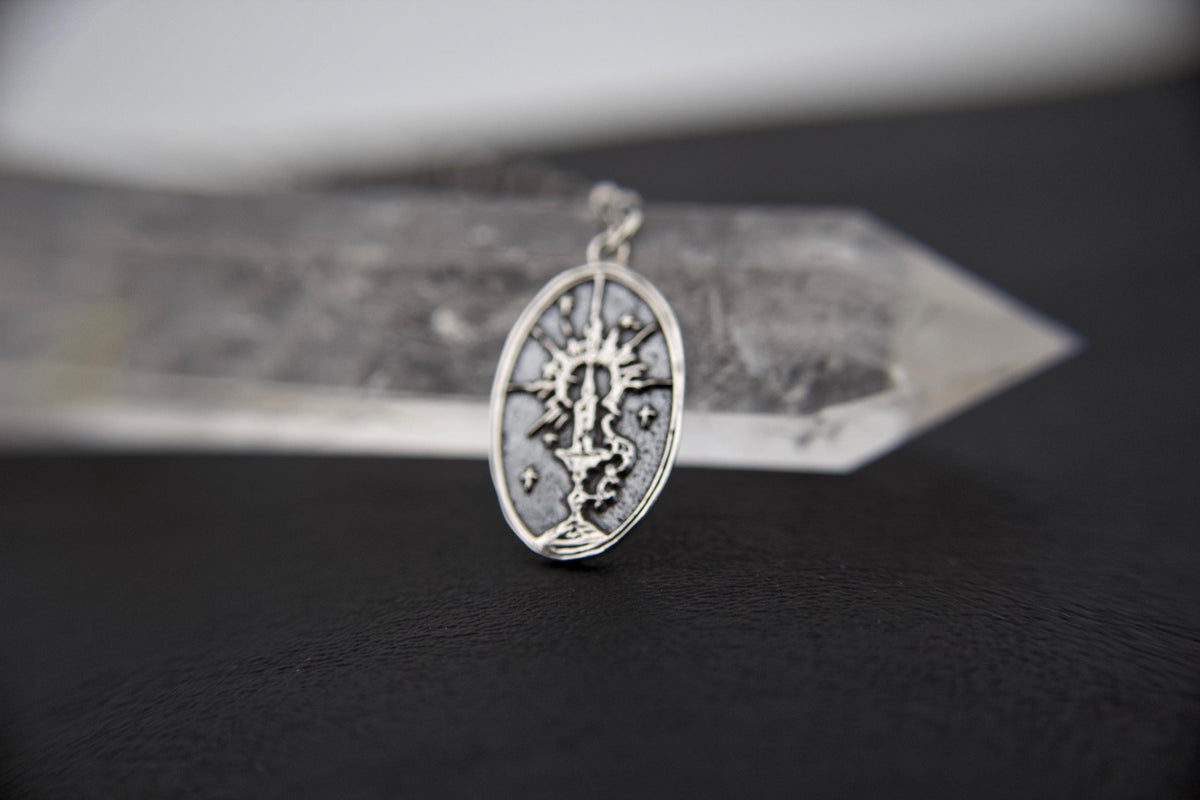 Candle Stick Necklace, Candle Necklace, Light Jewelry, Medallion Necklace, Wicca Jewelry, Light in the Dark, Goddess Necklace, Gift