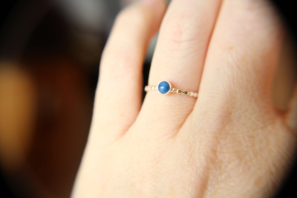 Beaded Denim Lapis Ring, Lapis Stacking Ring, Beaded Lapis Ring, Gemstone Ring, Denim Lapis Ring, Gemstone Stacking Ring, Denim Blue, Gift