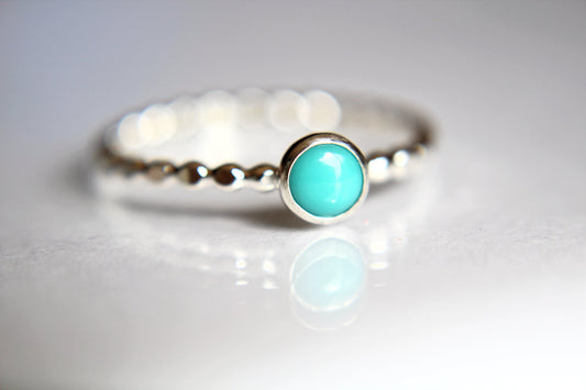 Turquoise Stacking Ring, Turquoise Ring, Beaded Turquoise Ring, Natural Gemstone Ring, Turquoise, Turquoise Jewelry, Gemstone Stacking Ring