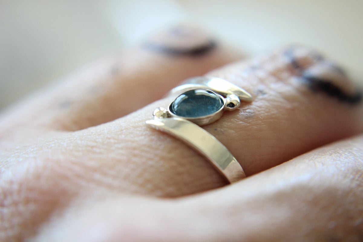 Sea Moss Aquamarine Ring, Bypass Ring, Statement Ring, Aquamarine Bypass Ring, Natural Aquamarine Ring, Aquamarine Jewelry, Aquamarine, Gift