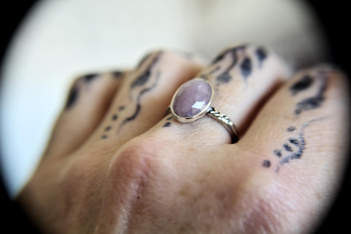 Oval Pink Sapphire Stacking Ring, Natural Gemstone Ring, Rose Cut Sapphire Ring, Gemstone Stacking Ring, Oval Rose Cut Pink Sapphire, Gift