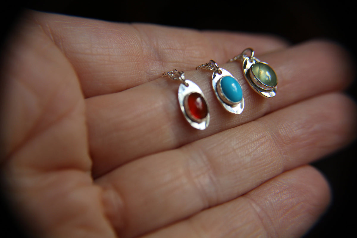 Oval Gemstone Necklace, Oval Carnelian Necklace, Oval Turquoise Necklace, Oval Prehnite Necklace, Oval Pennant Necklace, Oval Gemstone, Gift