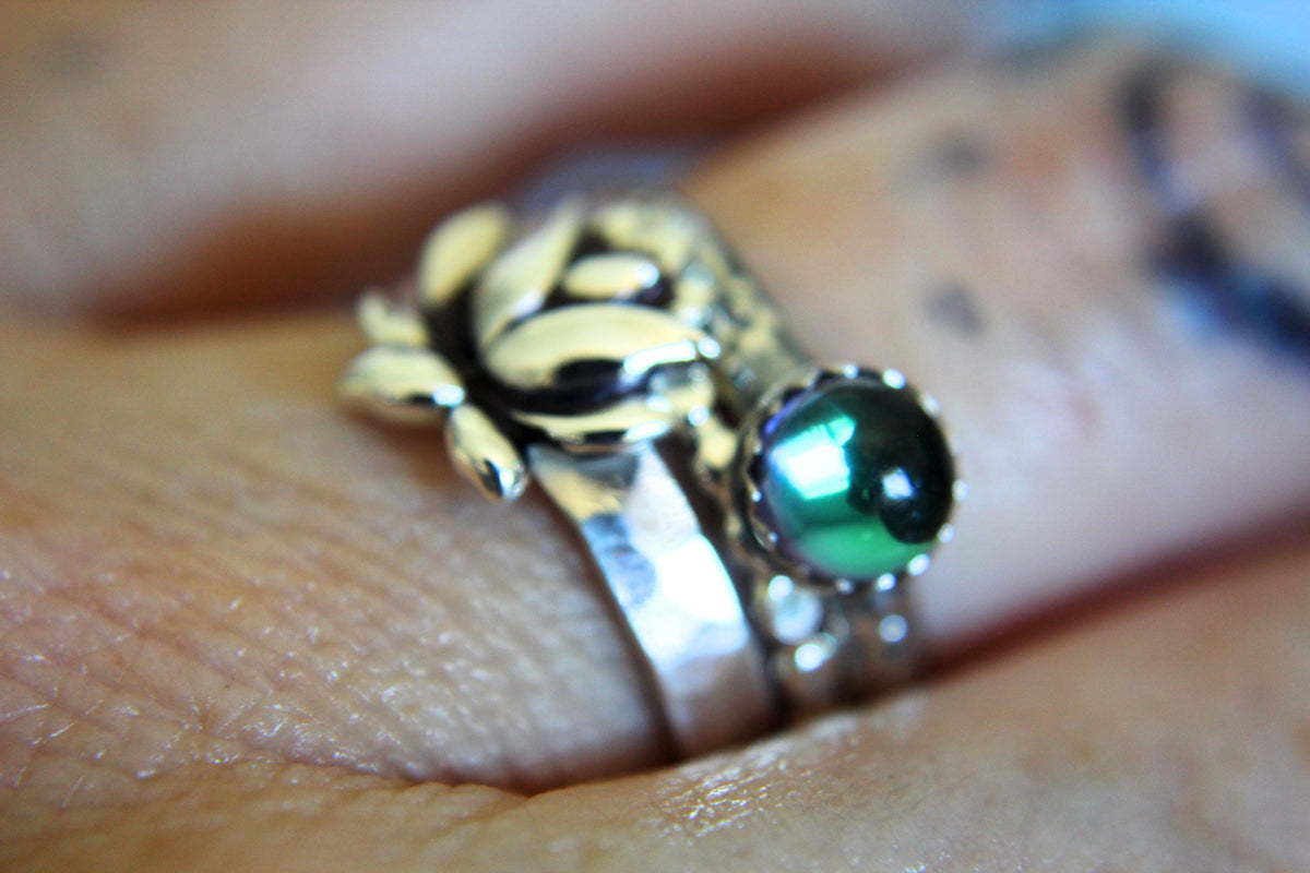 Lotus Ring Set, Lotus Flower Ring, Yoga Ring, Zen Ring Set, Yoga Jewelry,Rainbow Topaz Ring,Gift,Sterling Rings, Lotus Ring Stack,Topaz Ring