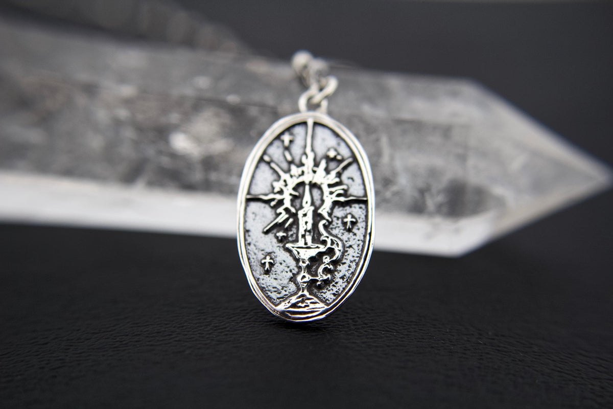 Candle Stick Necklace, Candle Necklace, Light Jewelry, Medallion Necklace, Wicca Jewelry, Light in the Dark, Goddess Necklace, Gift