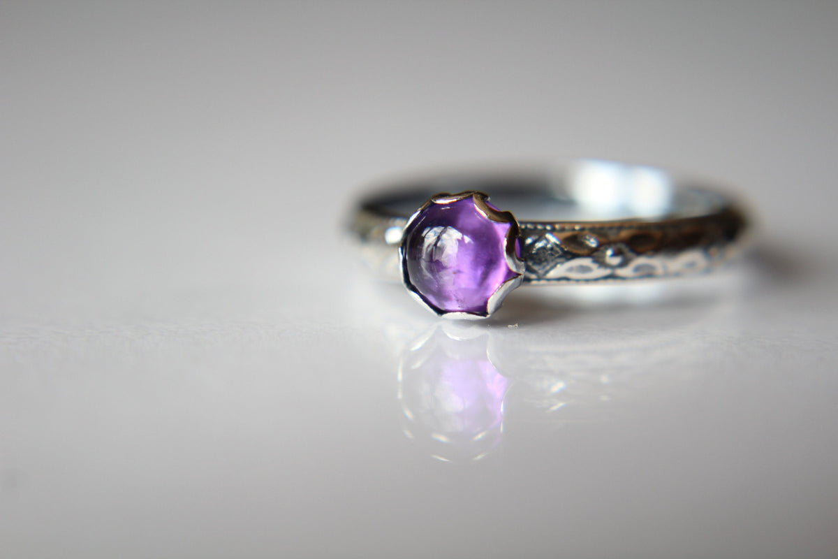 Amethyst Stacking Ring, Amethyst Ring, Amethyst Floral Ring, Birthstone, Amethyst, Stacking Ring, Purple, Amethyst Jewlery, Gift