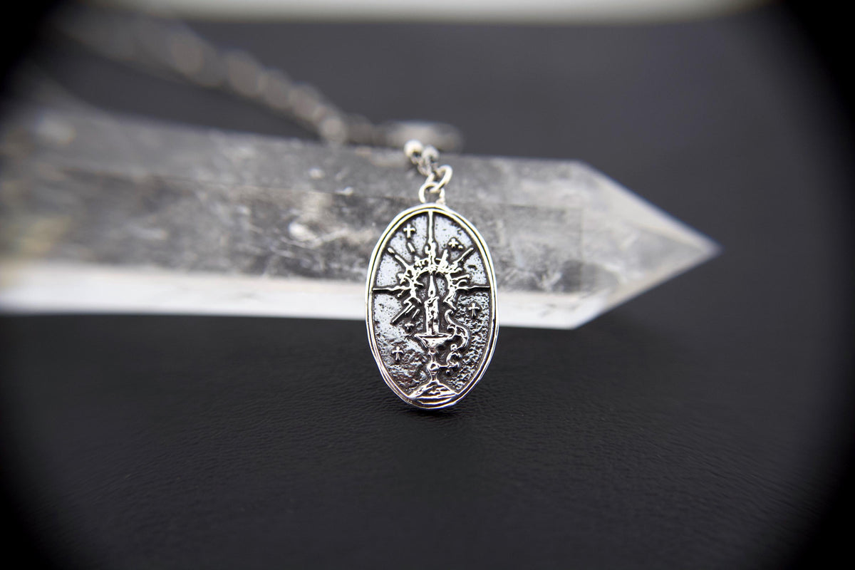 Candle Stick Necklace, Candle Necklace, Light Jewelry, Medallion Necklace, Wicca Jewelry, Light in the Dark, Goddess Necklace, Gift